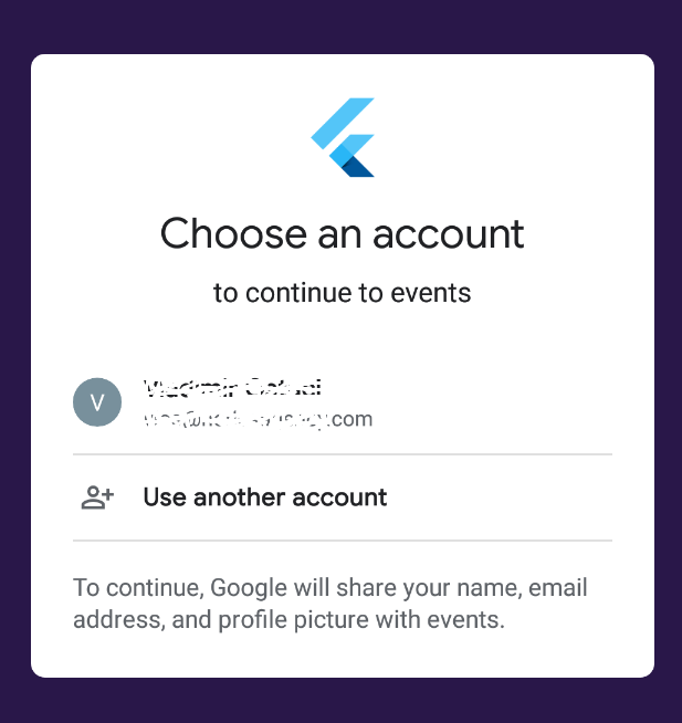 google signin account dialog